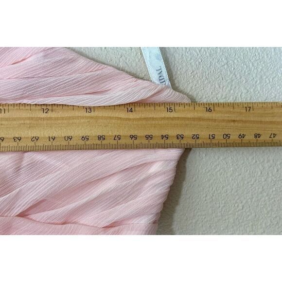 NWOT David's Bridal Strapless Pale Pink Crinkle Chiffon Mini Wedding Guest Dress - Picture 8 of 8